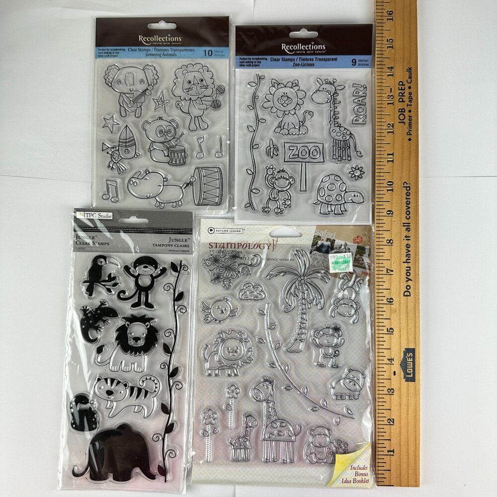 Recollections & TPC Studio Clear Stamps Jungle Safari Animals Bundle 4 Packs